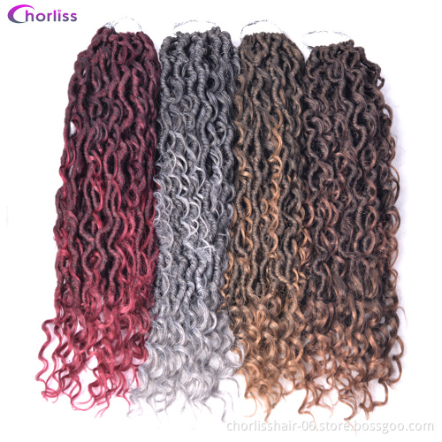 New Arrival Synthetic Ombre Bohemian River Goddess Locs Wavy Crochet Braids With Curly End Passion Twist Braiding Hair Extension
